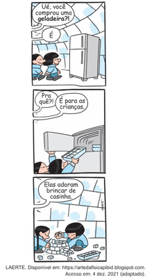 Questão A tirinha ilustra esquimós dentro de um iglu, habitação de ...